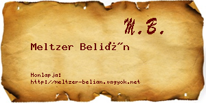 Meltzer Belián névjegykártya